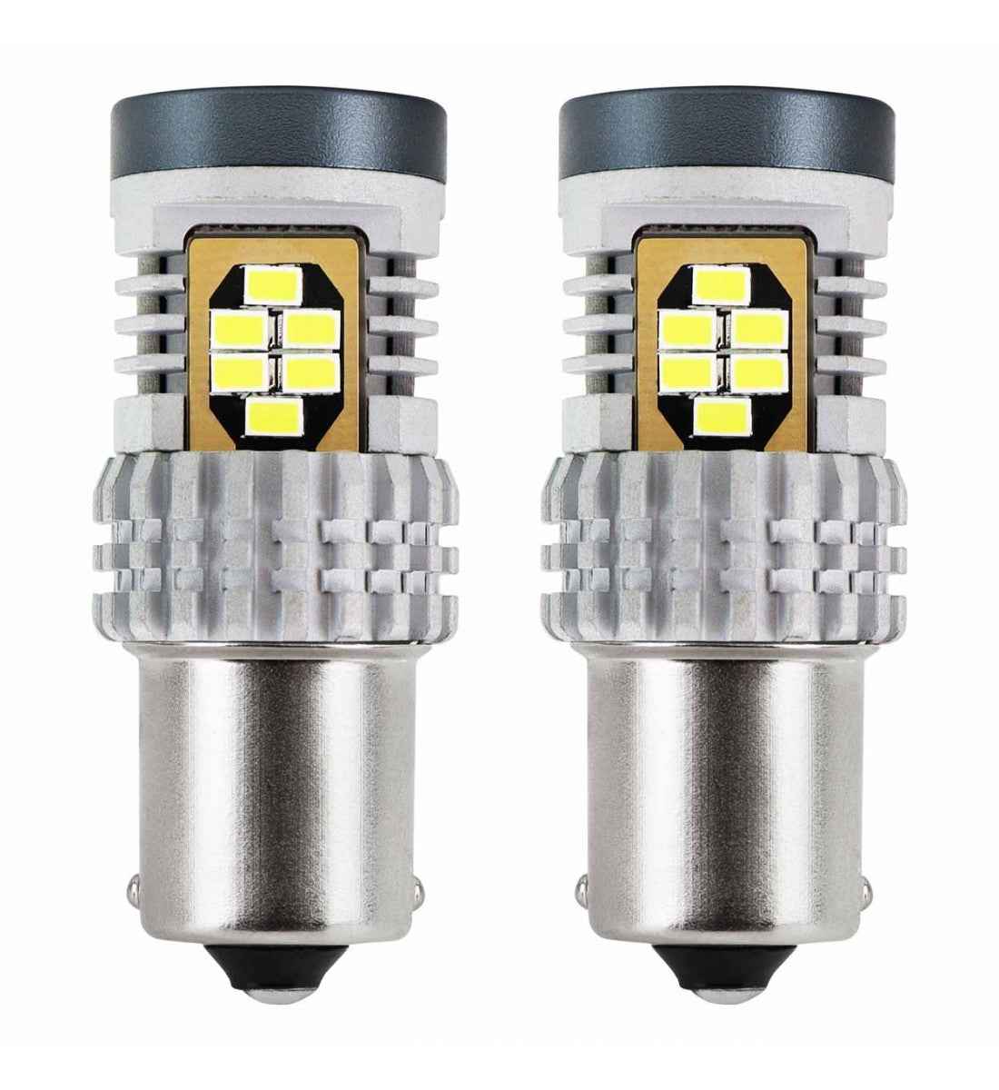 Set 2 becuri LED CANBUS P21W 1156, 24 SMD, 12/24V, alb xenon 6000K, fără erori