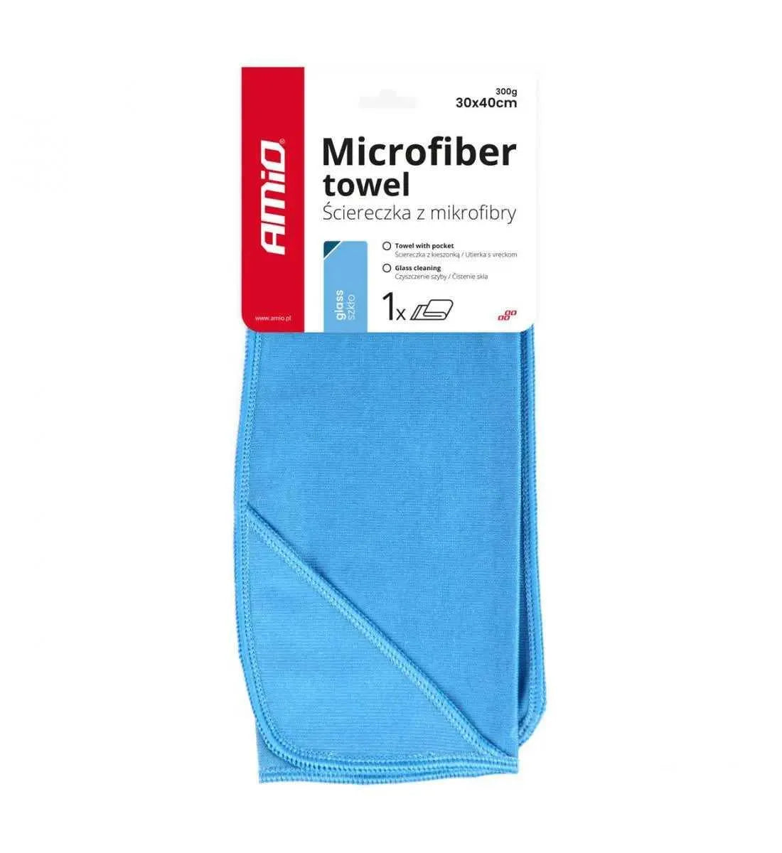 Laveta din microfibra pentru curatarea sticlei, geamurilor si oglinzilor 30x40 cm AMIO-03731 RevAuto - Accesorii auto