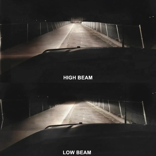 Comparație fascicul far auto cu bec halogen H4 12V Super White, mod fază lungă și scurtă, iluminare eficientă