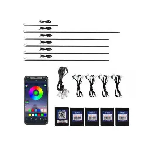 Kit 18 in 1 lumini ambientale auto RGB acrilic, wireless RevAuto.ro - Accesorii auto