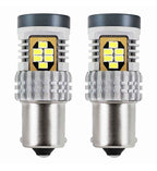 Set 2 becuri LED CANBUS P21W 1156, alb xenon 6000K, cu 24 SMD, compatibile 12/24V, ideale pentru iluminare auto fără erori.