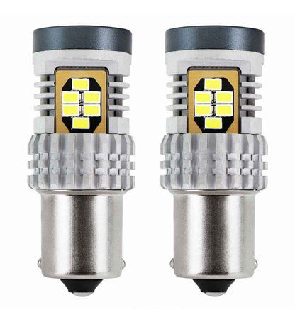 Set 2 becuri LED CANBUS P21W 1156, 24 SMD, 12/24V, alb xenon 6000K, fără erori