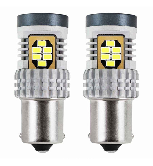 Set 2 becuri LED CANBUS P21W 1156, 24 SMD, 12/24V, alb xenon 6000K, fără erori