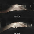 Comparație fascicul far auto cu bec halogen H4 12V Super White, mod fază lungă și scurtă, iluminare eficientă