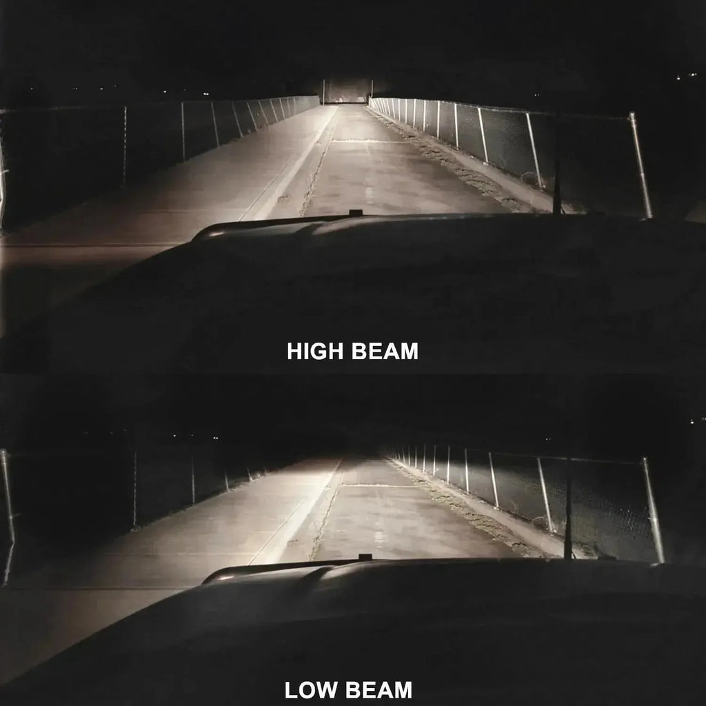 Comparație fascicul far auto cu bec halogen H4 12V Super White, mod fază lungă și scurtă, iluminare eficientă