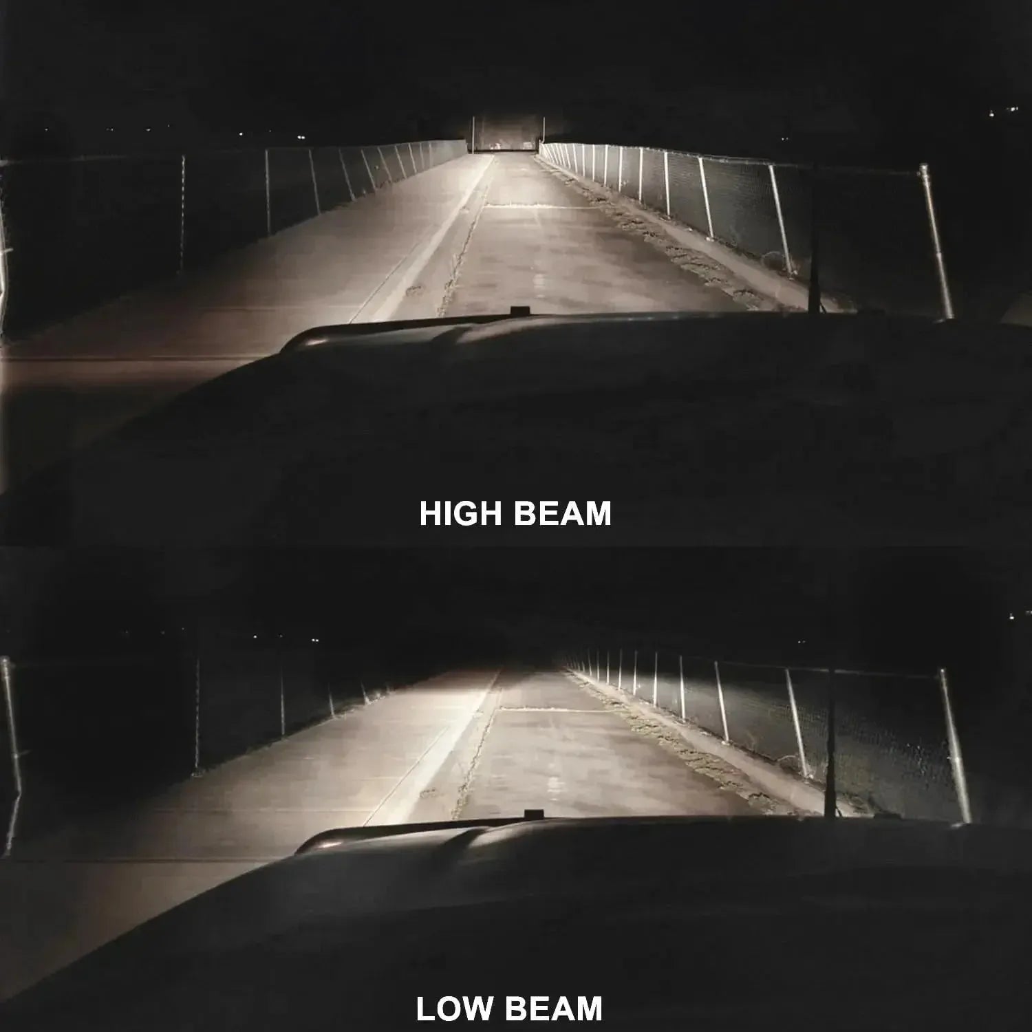 Comparație fascicul far auto cu bec halogen H4 12V Super White, mod fază lungă și scurtă, iluminare eficientă