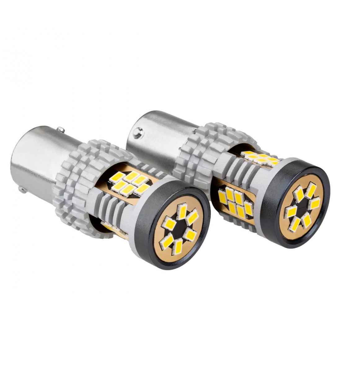 Becuri LED auto P21W 1156 CANBUS, 24 SMD, lumină alb xenon 6000K, design eficient pentru vizibilitate crescută și durabilitate.