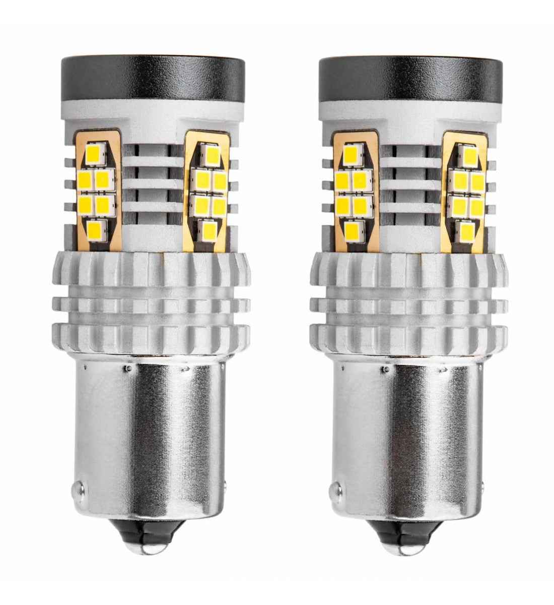 Set becuri LED CANBUS P21W 1156, 24 SMD, alb xenon 6000K, fără erori, compatibile 12/24V, pentru semnalizare sau frână auto.