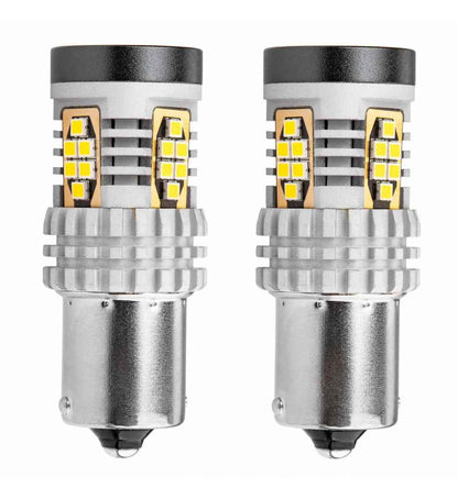 Set 2 becuri LED CANBUS P21W 1156, 24 SMD, 12/24V, alb xenon 6000K, fără erori
