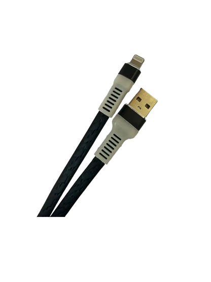 Cablu Încărcare iPhone - USB-A la Lightning, imitație piele, 1m, Negru Accesorii auto - RevAuto.ro