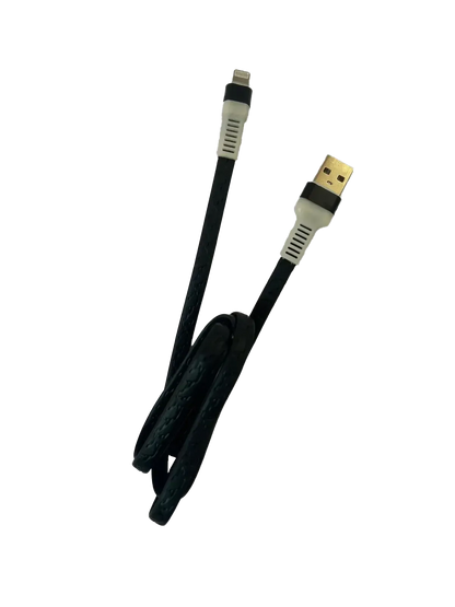 Cablu Încărcare iPhone - USB-A la Lightning, imitație piele, 1m, Negru Accesorii auto - RevAuto.ro