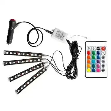 Set 4 benzi lumini ambientale auto 12V SMD RGB telecomanda